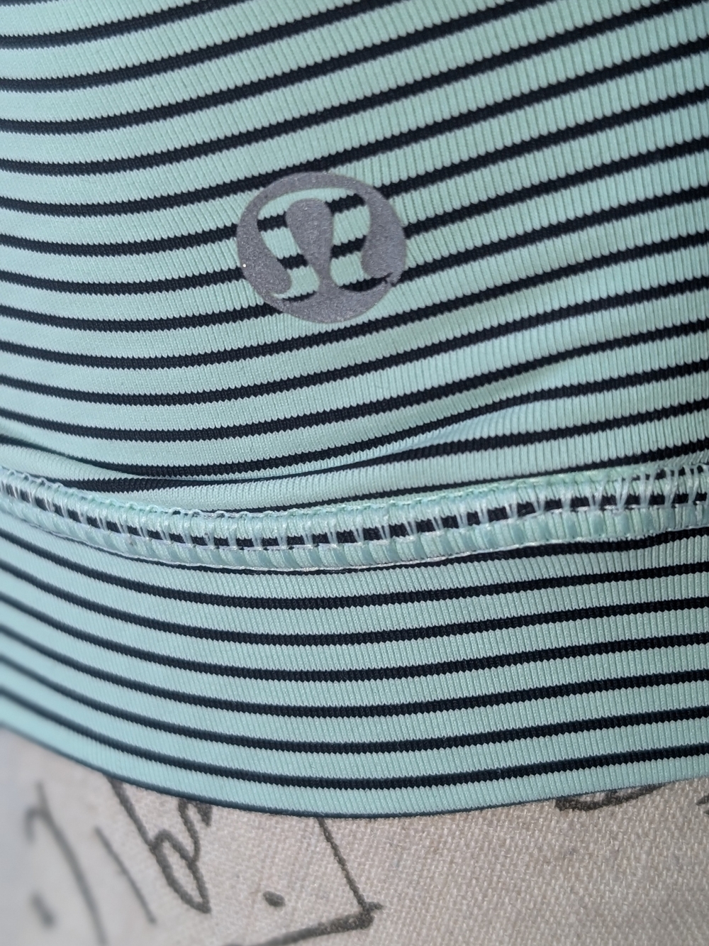 Lululemon Striped Mint Green & White Sports Bra Size 8 - Picture 4 of 7